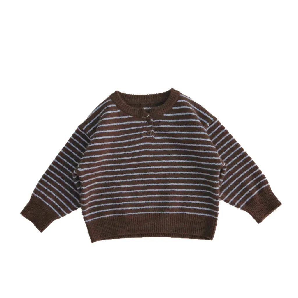 -ヘンリーネックボーダーニットセーター【mh0011272】 - mamahalo shop - ニット・セーター -  べビー服 - 子供服 - 男の子 - 女の子