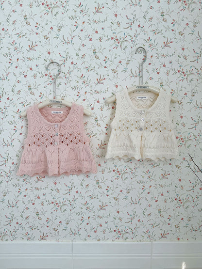 Openwork Jacquard Knitted Vest 透かし編みジャガードニットベスト【mh0012108】