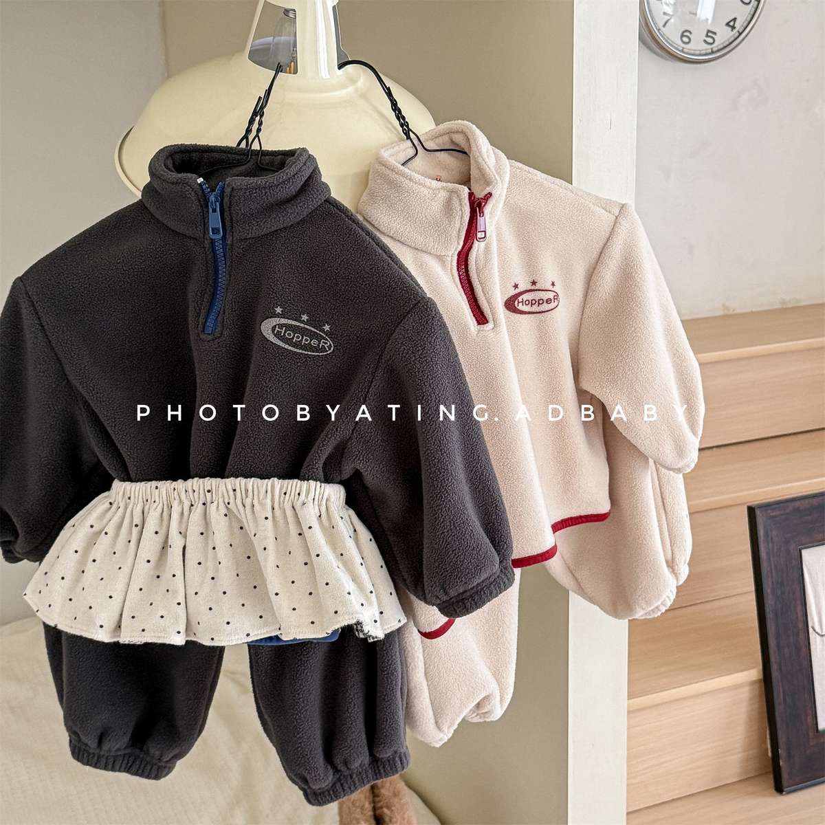 長袖フリースジャケット+ロングパンツ 2点セット もこもこセットアップ【mh0011434】