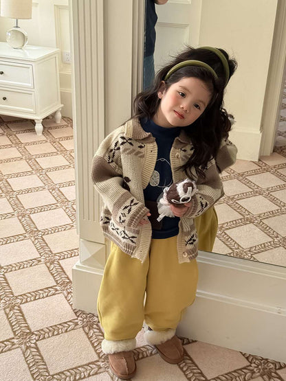 長袖ニットカーディガン ベアくま刺繍 厚手ヘビーウェイト【mh0011459】