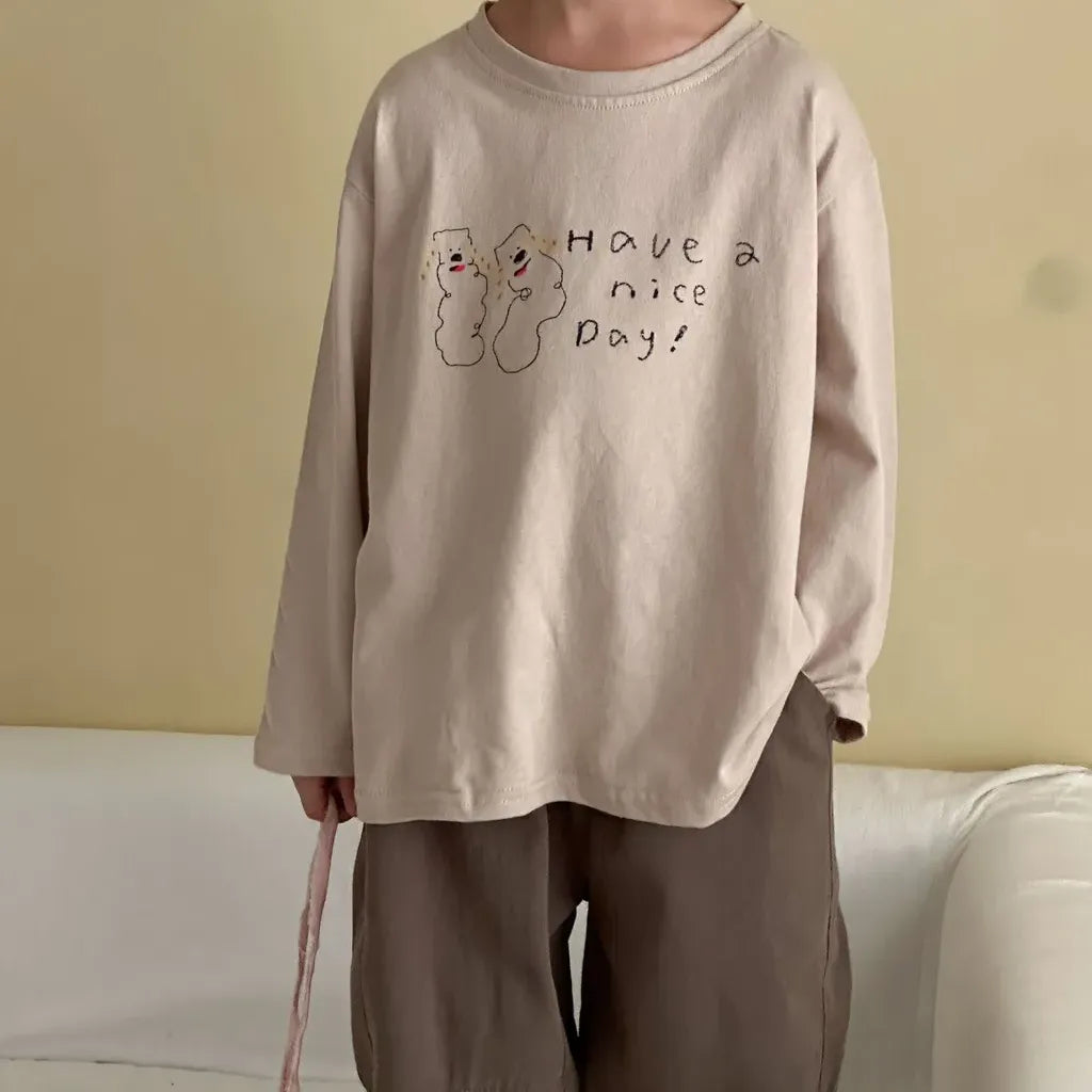 -手描き風イラスト長袖Tシャツ【mh0011229】 - mamahalo shop - 長袖Tシャツ -  べビー服 - 子供服 - 男の子 - 女の子