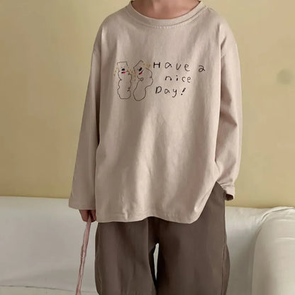 -手描き風イラスト長袖Tシャツ【mh0011229】 - mamahalo shop - 長袖Tシャツ -  べビー服 - 子供服 - 男の子 - 女の子