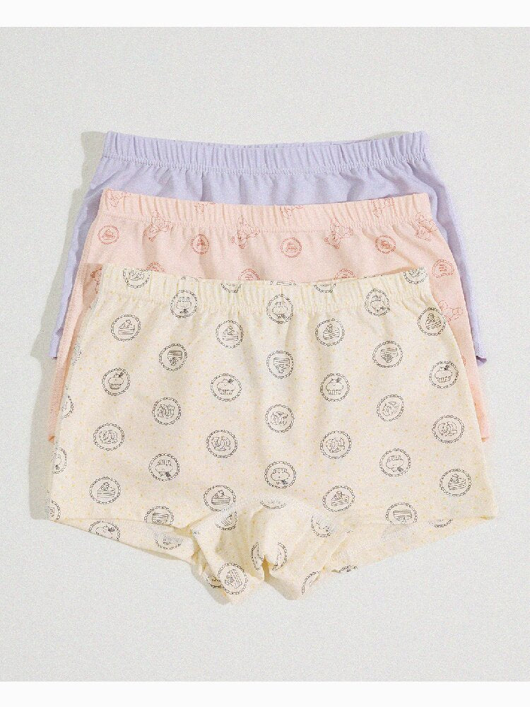 Girls' Cartoon Breathable Boxer Shorts ボタニカルプリント ボクサーパンツ【mh0013205】