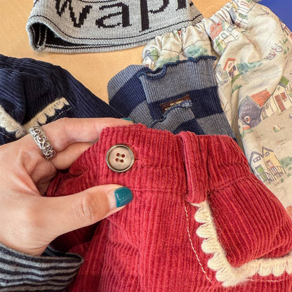 -コーデュロイロングパンツ 裏起毛 暖か長ズボン コットン素材【mh0011415】 - mamahalo shop - ロングパンツ・スウェットパンツ -  べビー服 - 子供服 - 男の子 - 女の子