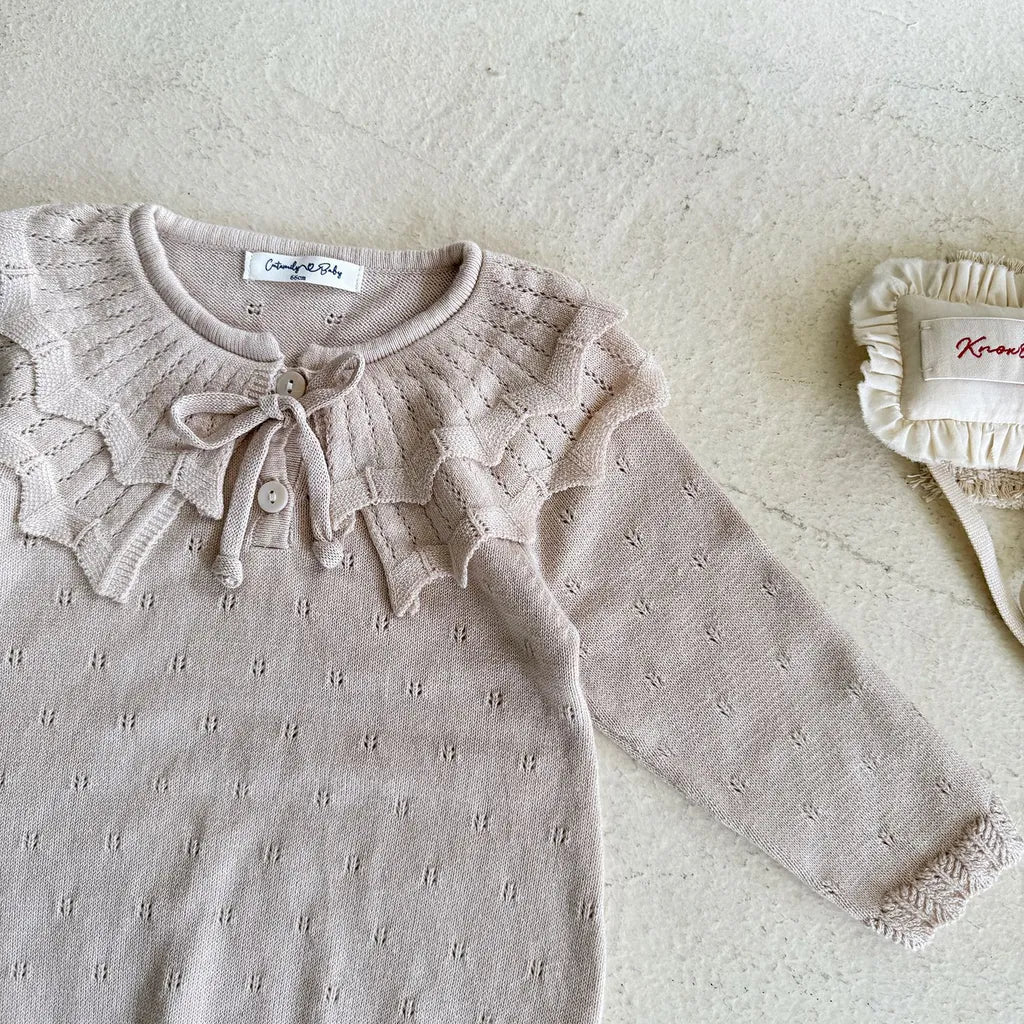 -ビッグカラーリボン付きニットロンパース【mh0011149】 - mamahalo shop - 長袖ロンパース -  べビー服 - 子供服 - 男の子 - 女の子