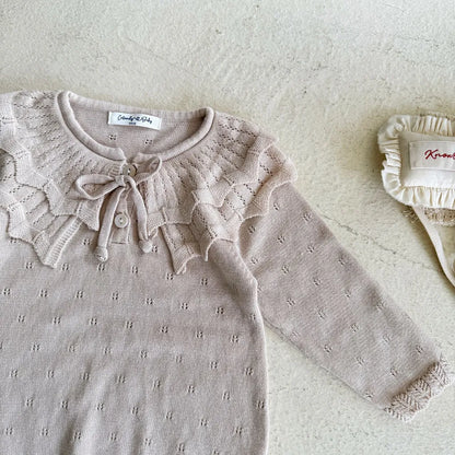 -ビッグカラーリボン付きニットロンパース【mh0011149】 - mamahalo shop - 長袖ロンパース -  べビー服 - 子供服 - 男の子 - 女の子