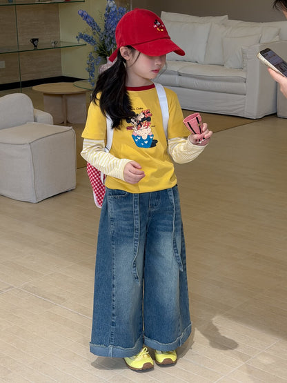 Retro Folded Wide Leg Jeans レトロタックワイドデニムパンツ【mh0012103】