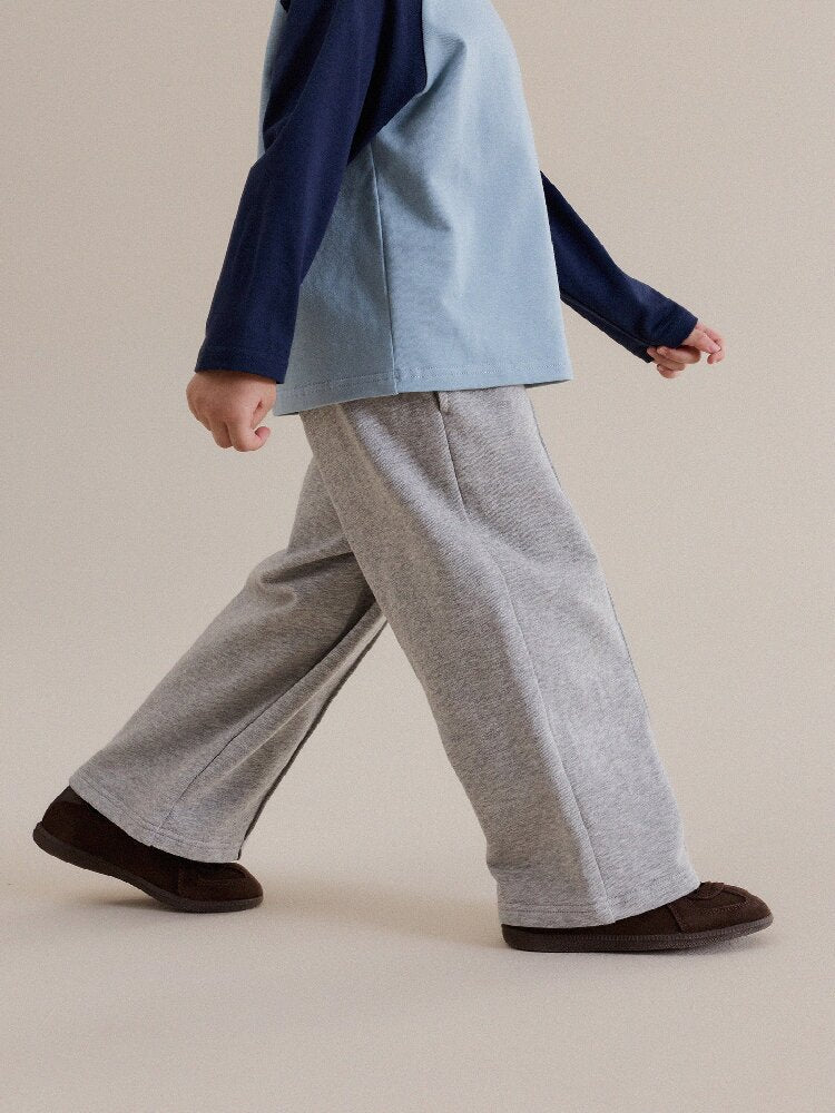 Pantalones largos de chándal rectos con pinzas delanteras centrales para niños y jóvenes [mh0014247]