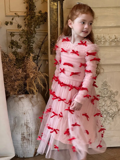 -ベロアリボンチュールロングドレスワンピース【mh0011210】 - mamahalo shop - 長袖ワンピース -  べビー服 - 子供服 - 男の子 - 女の子