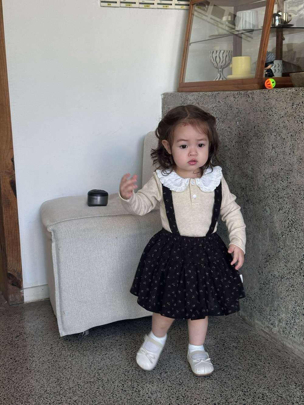 長袖Tシャツ フリル襟 フライス 裏起毛 リブTシャツ【mh0011508】