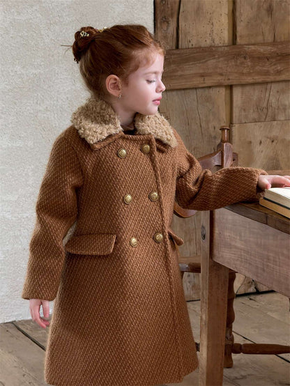 -ミドル丈コート ファーカラー プレッピーツイード風アウター【mh0011441】 - mamahalo shop - ショートコート・ジャケット・ジャンパー -  べビー服 - 子供服 - 男の子 - 女の子