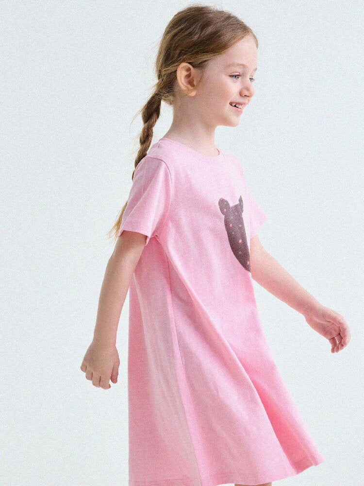 Rabbit Print A-line T-shirt Dress Aライン 半袖ワンピース【mh0013189】