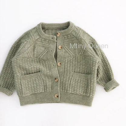 -デザイン編み切り替えニットカーディガン【mh0011091】 - mamahalo shop - カーディガン・パーカー -  べビー服 - 子供服 - 男の子 - 女の子