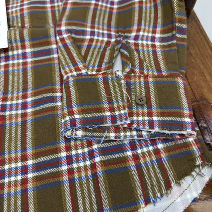 Camisa de manga larga con corte irregular, estampado a cuadros, camiseta de manga larga con letras estampadas y pantalón cargo para niños y jóvenes 【mh0014438】