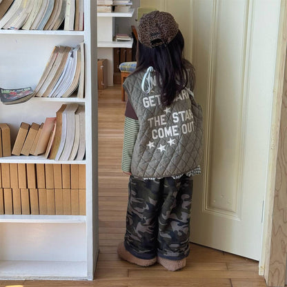 -キルティングベスト ノースリーブ 刺繍ロゴ 中綿入り アウター【mh0011411】 - mamahalo shop - ベスト -  べビー服 - 子供服 - 男の子 - 女の子