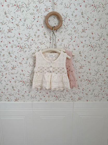 Openwork Jacquard Knitted Vest 透かし編みジャガードニットベスト【mh0012108】