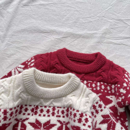 長袖ニット | ノルディック柄ケーブル編み | クルーネックセーター【mh0011475】