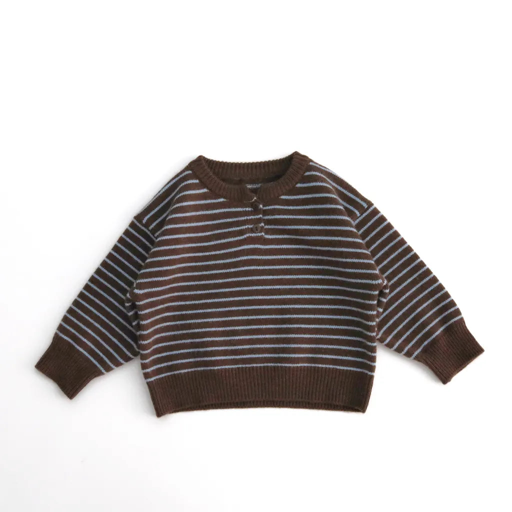 -ヘンリーネックボーダーニットセーター【mh0011272】 - mamahalo shop - ニット・セーター -  べビー服 - 子供服 - 男の子 - 女の子