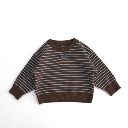 -ヘンリーネックボーダーニットセーター【mh0011272】 - mamahalo shop - ニット・セーター -  べビー服 - 子供服 - 男の子 - 女の子