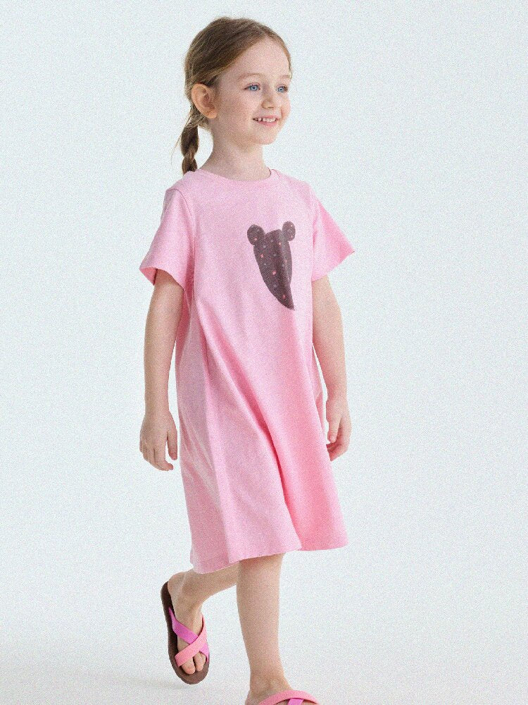 Rabbit Print A-line T-shirt Dress Aライン 半袖ワンピース【mh0013189】