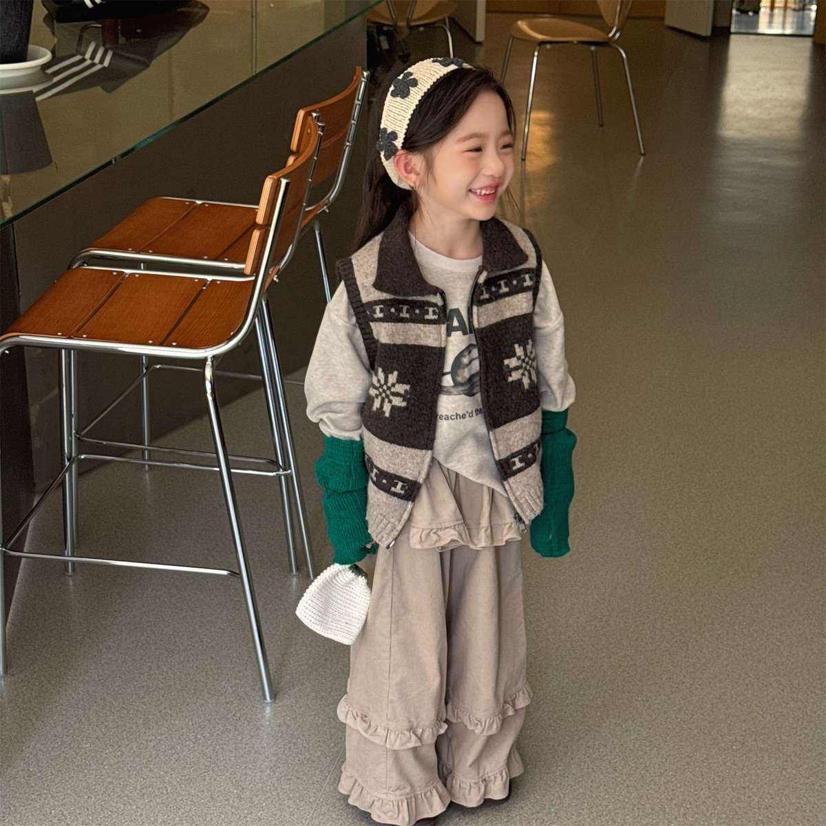 ニットベスト ジップアップ ノルディック柄 ノースリーブ トップス【mh0011429】