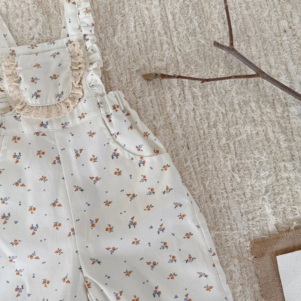 -フラワープリントフリルサロペットオーバーオール【mh0011168】 - mamahalo shop - サロペットパンツ・サスペンダーパンツ -  べビー服 - 子供服 - 男の子 - 女の子