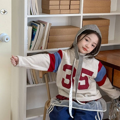 -長袖フリース プルオーバー ナンバーワッペン ハイネック スリーブデザイン【mh0011409】 - mamahalo shop - トレーナー・フーディ -  べビー服 - 子供服 - 男の子 - 女の子