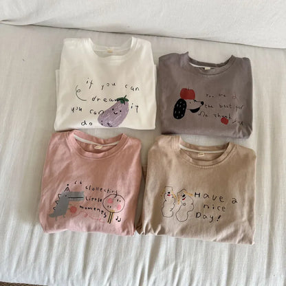 -手描き風イラスト長袖Tシャツ【mh0011229】 - mamahalo shop - 長袖Tシャツ -  べビー服 - 子供服 - 男の子 - 女の子