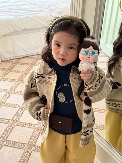 長袖ニットカーディガン ベアくま刺繍 厚手ヘビーウェイト【mh0011459】