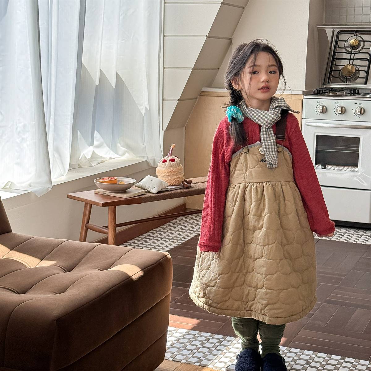 -キルティング サロペットスカート ジャンパースカート 中綿入り【mh0011419】 - mamahalo shop - ノースリーブワンピース -  べビー服 - 子供服 - 男の子 - 女の子