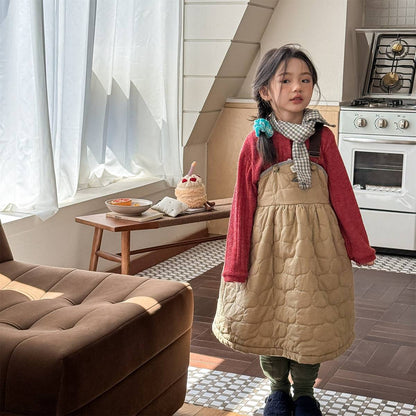 -キルティング サロペットスカート ジャンパースカート 中綿入り【mh0011419】 - mamahalo shop - ノースリーブワンピース -  べビー服 - 子供服 - 男の子 - 女の子