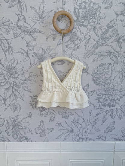 Ruffled Knitted Cotton Vest フリルニットベスト【mh0012107】