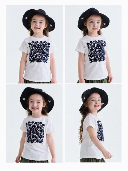 Flocked Print Cotton T-shirt フロッキー 半袖Tシャツ【mh0013184】
