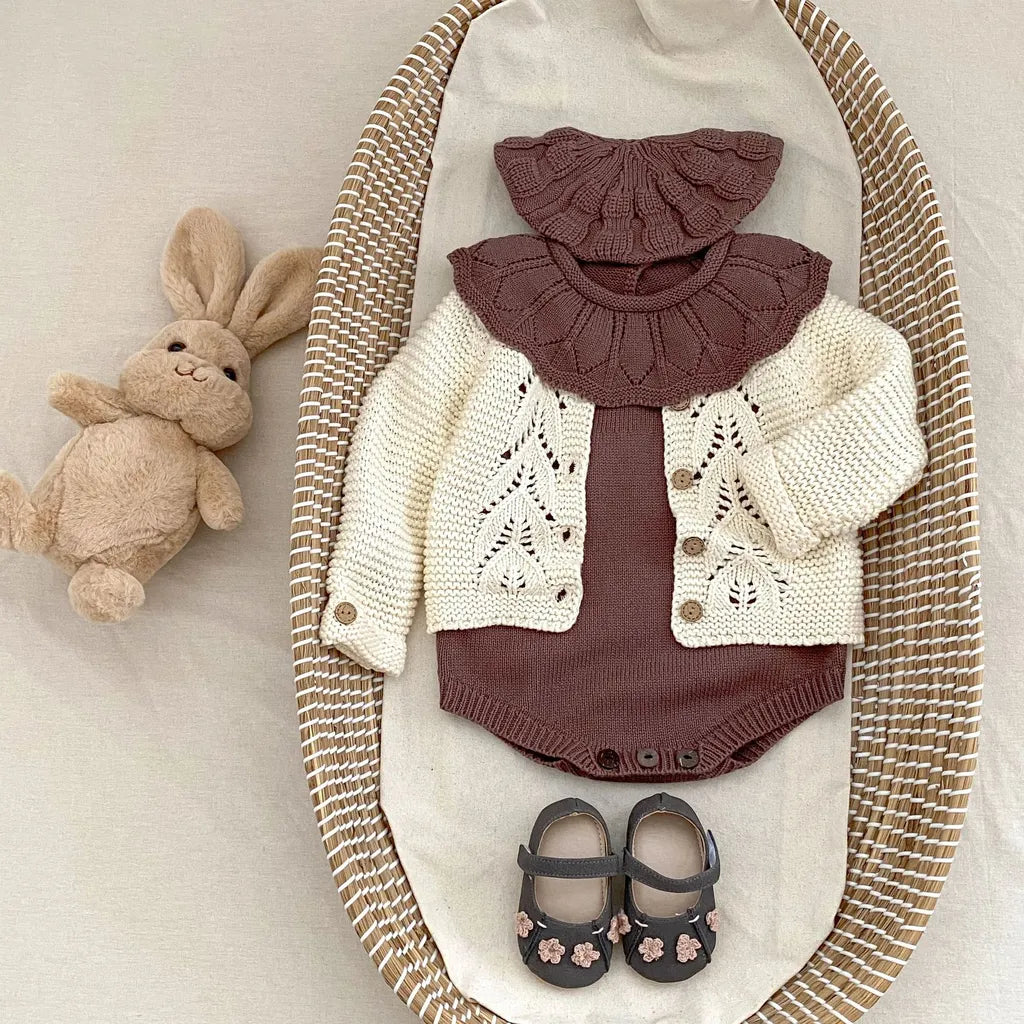 -ラッフルレースニット襟長袖ロンパース【mh0011077】 - mamahalo shop - 長袖ロンパース -  べビー服 - 子供服 - 男の子 - 女の子