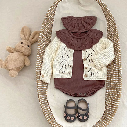 -ラッフルレースニット襟長袖ロンパース【mh0011077】 - mamahalo shop - 長袖ロンパース -  べビー服 - 子供服 - 男の子 - 女の子