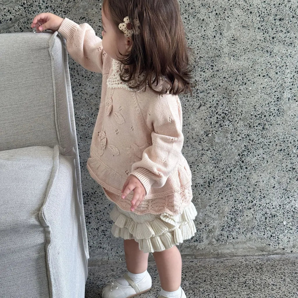 -フラワー刺繍フリルニットプルオーバー【mh0011148】 - mamahalo shop - ニット・セーター -  べビー服 - 子供服 - 男の子 - 女の子