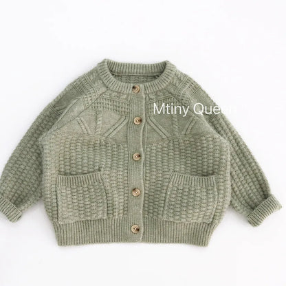 -デザイン編み切り替えニットカーディガン【mh0011091】 - mamahalo shop - カーディガン・パーカー -  べビー服 - 子供服 - 男の子 - 女の子