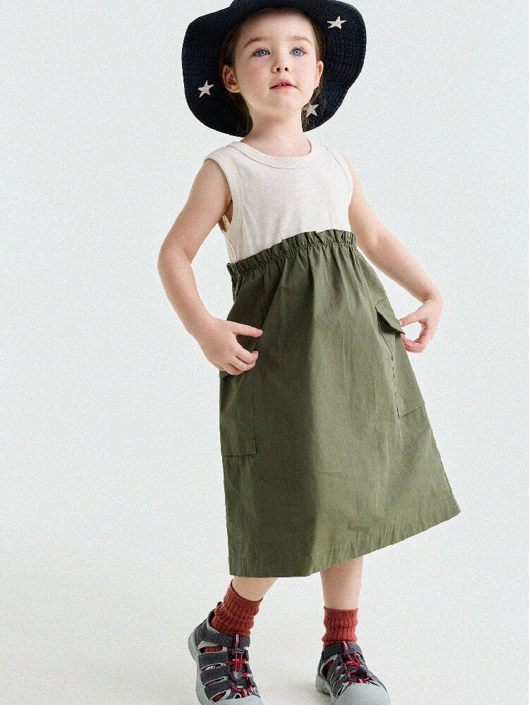 Cargo Pocket Cotton Dress ワークテイスト ノースリーブワンピース【mh0013195】