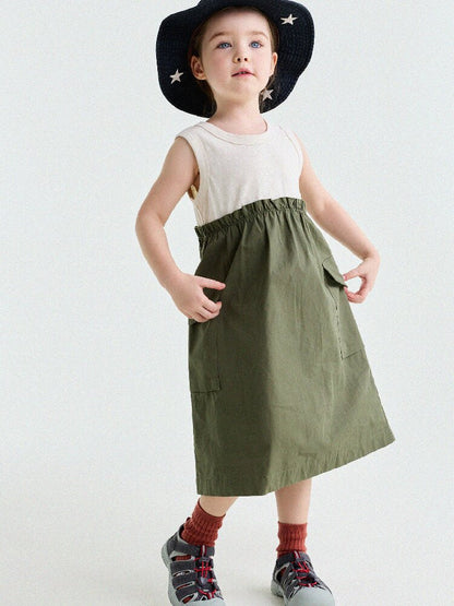 Cargo Pocket Cotton Dress ワークテイスト ノースリーブワンピース【mh0013195】