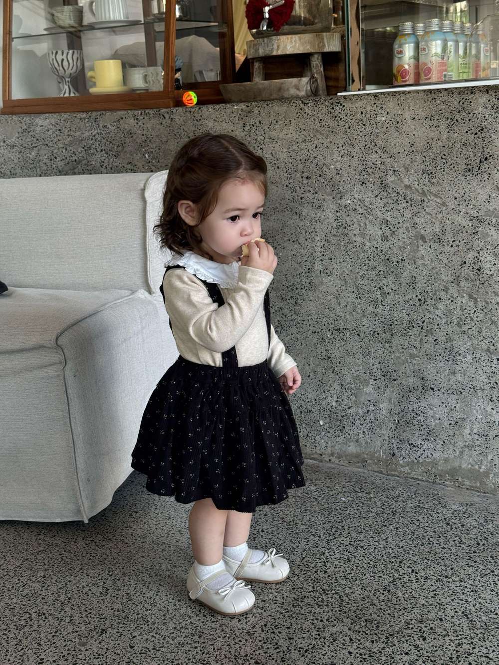 長袖Tシャツ フリル襟 フライス 裏起毛 リブTシャツ【mh0011508】