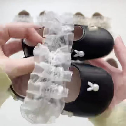 -うさぎ刺繍ストラップシューズ ハートモチーフ付きベビーシューズ【mh0011071】 - mamahalo shop - ベビー用靴 -  べビー服 - 子供服 - 男の子 - 女の子