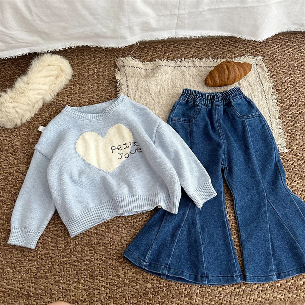 -切替デザインデニムフレアベルボトムパンツ【mh0011256】 - mamahalo shop - デニムパンツ -  べビー服 - 子供服 - 男の子 - 女の子