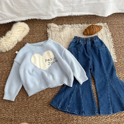 -切替デザインデニムフレアベルボトムパンツ【mh0011256】 - mamahalo shop - デニムパンツ -  べビー服 - 子供服 - 男の子 - 女の子