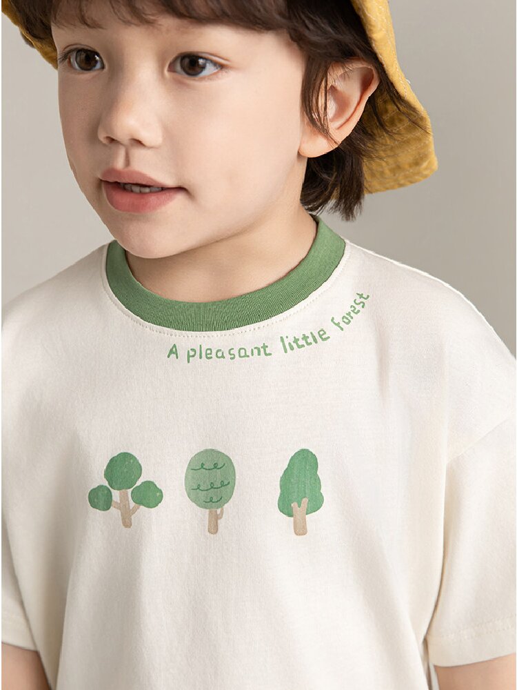 Little Forest Series リーフ柄 半袖シャツ Tシャツ デニム セットアップ【mh0012734】