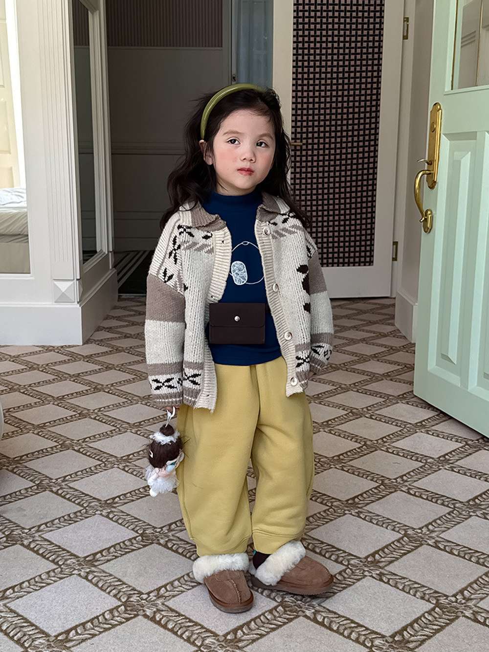 長袖ハイネックトップス | アップリケ刺繍 | 裏起毛モックネックカットソー【mh0011471】