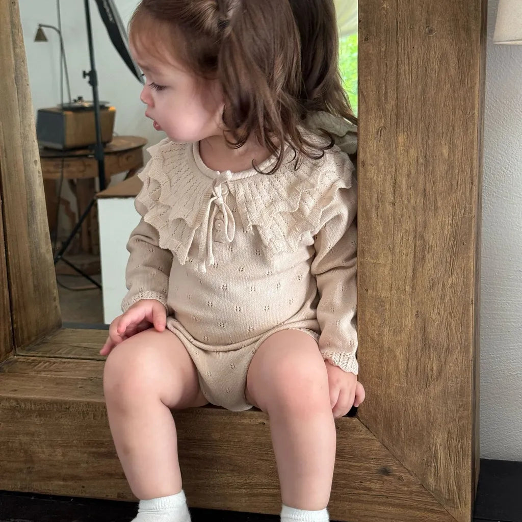 -ビッグカラーリボン付きニットロンパース【mh0011149】 - mamahalo shop - 長袖ロンパース -  べビー服 - 子供服 - 男の子 - 女の子