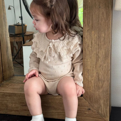 -ビッグカラーリボン付きニットロンパース【mh0011149】 - mamahalo shop - 長袖ロンパース -  べビー服 - 子供服 - 男の子 - 女の子