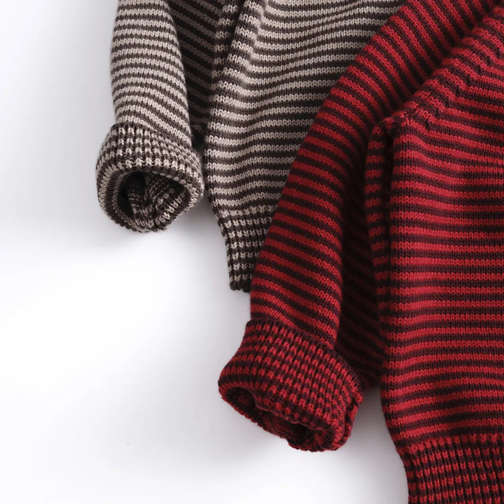 -ニット長袖ポロシャツ ポロ襟 ボーダー柄 トップス【mh0011095】 - mamahalo shop - ニット・セーター -  べビー服 - 子供服 - 男の子 - 女の子