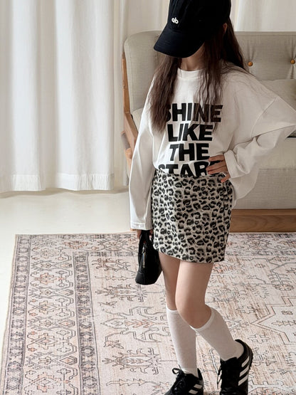 キッズ ジュニア 英字 プリント ルーズ ビッグシルエット 長袖 Tシャツ【mh0014468】