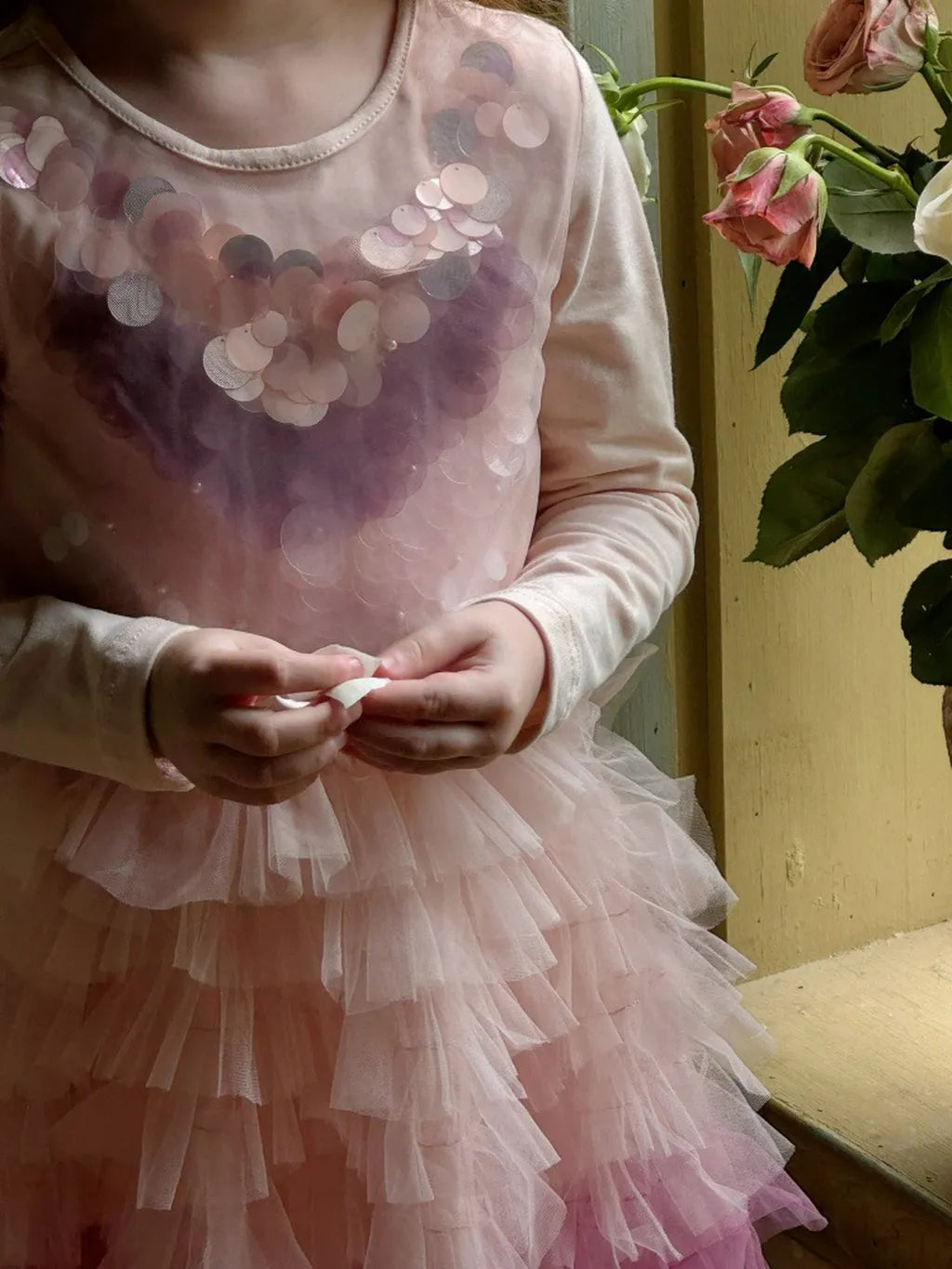 -スパンコールチュール長袖ドレスワンピース【mh0011216】 - mamahalo shop - 長袖ワンピース -  べビー服 - 子供服 - 男の子 - 女の子